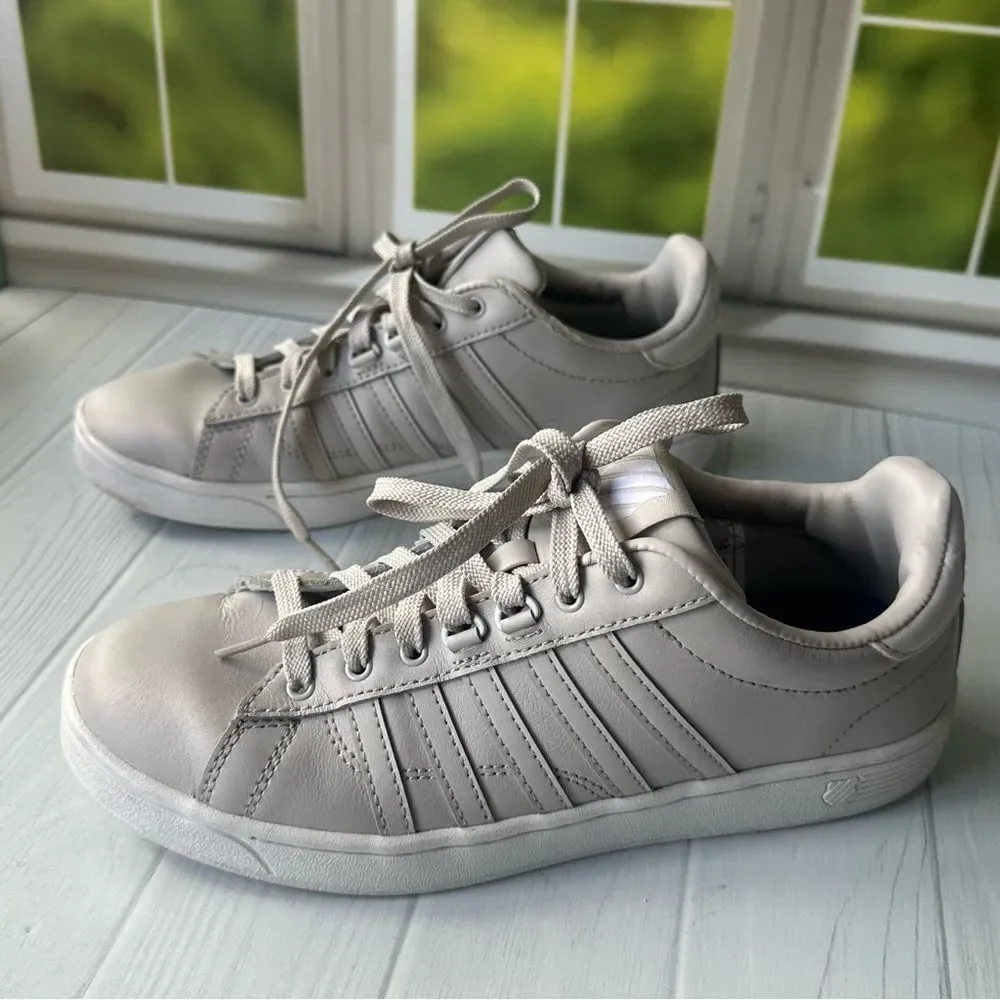 K-Swiss Grey White Leather  Sneakers Sz 8